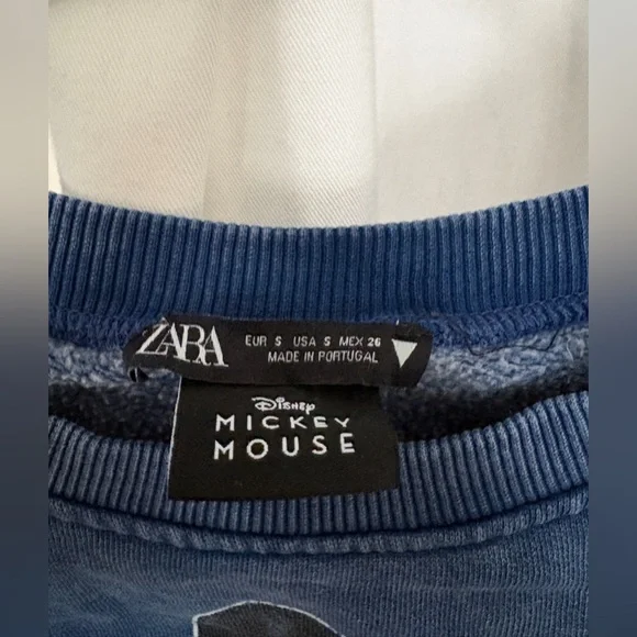 Zara Navy Blue Mickey Mouse Crewneck Sweatshirt - Picture 3 of 3